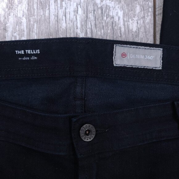 Adriano Goldschmied Jeans Mens 38x31 The Tellis Modern Slim Straight Black Denim - Picture 6 of 9